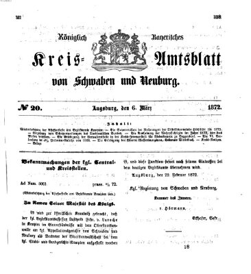 Königlich Bayerisches Kreis-Amtsblatt von Schwaben und Neuburg Mittwoch 6. März 1872