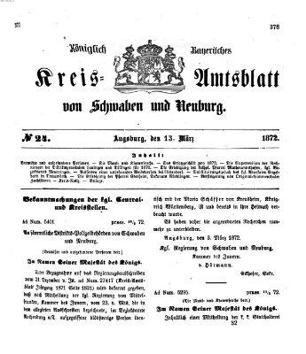 Königlich Bayerisches Kreis-Amtsblatt von Schwaben und Neuburg Mittwoch 13. März 1872