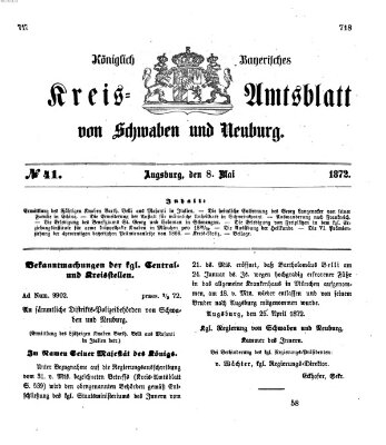 Königlich Bayerisches Kreis-Amtsblatt von Schwaben und Neuburg Mittwoch 8. Mai 1872