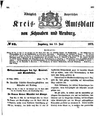 Königlich Bayerisches Kreis-Amtsblatt von Schwaben und Neuburg Samstag 15. Juni 1872