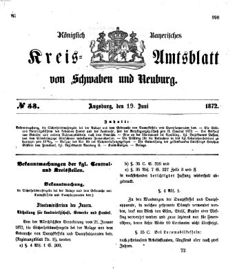 Königlich Bayerisches Kreis-Amtsblatt von Schwaben und Neuburg Mittwoch 19. Juni 1872