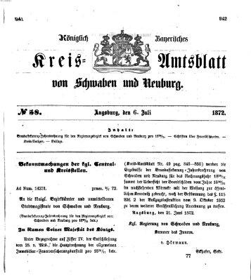 Königlich Bayerisches Kreis-Amtsblatt von Schwaben und Neuburg Samstag 6. Juli 1872