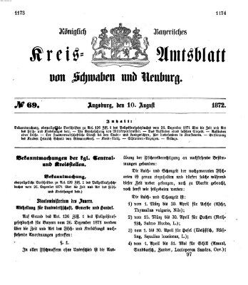 Königlich Bayerisches Kreis-Amtsblatt von Schwaben und Neuburg Samstag 10. August 1872