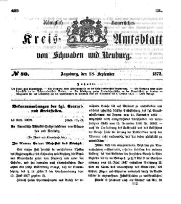 Königlich Bayerisches Kreis-Amtsblatt von Schwaben und Neuburg Mittwoch 18. September 1872