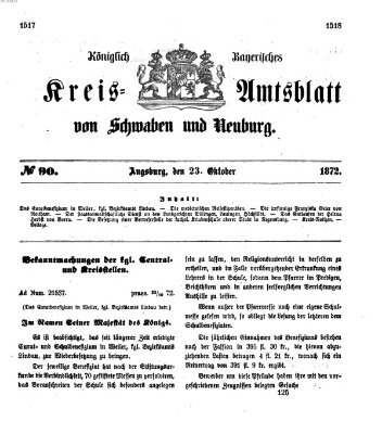 Königlich Bayerisches Kreis-Amtsblatt von Schwaben und Neuburg Mittwoch 23. Oktober 1872