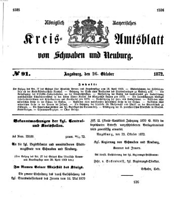 Königlich Bayerisches Kreis-Amtsblatt von Schwaben und Neuburg Samstag 26. Oktober 1872