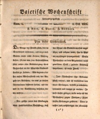 Baierische Wochenschrift Montag 1. Oktober 1821