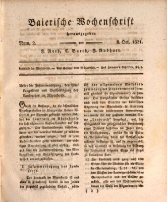 Baierische Wochenschrift Montag 8. Oktober 1821