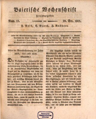 Baierische Wochenschrift Montag 24. Dezember 1821