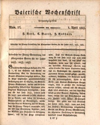 Baierische Wochenschrift Montag 1. April 1822