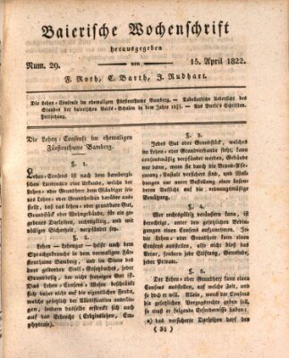 Baierische Wochenschrift Montag 15. April 1822