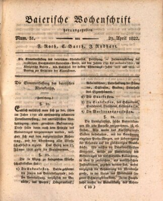 Baierische Wochenschrift Montag 29. April 1822