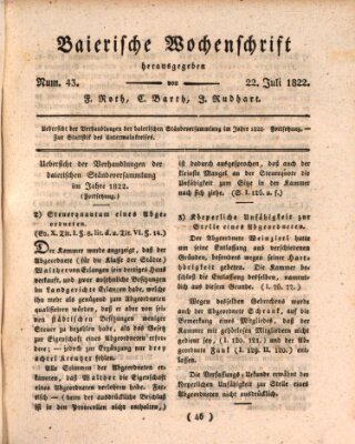 Baierische Wochenschrift Montag 22. Juli 1822