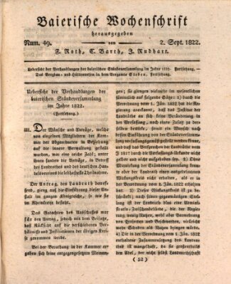 Baierische Wochenschrift Montag 2. September 1822