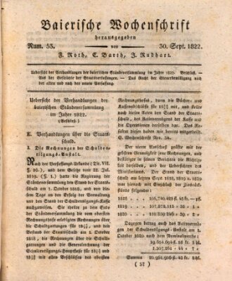 Baierische Wochenschrift Montag 30. September 1822