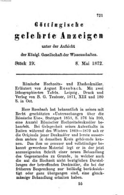 Göttingische gelehrte Anzeigen (Göttingische Zeitungen von gelehrten Sachen) Mittwoch 8. Mai 1872