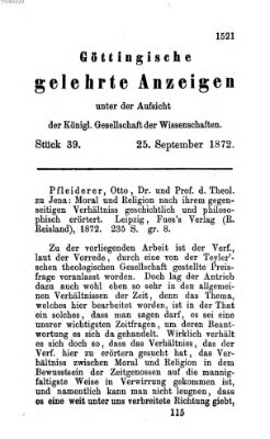 Göttingische gelehrte Anzeigen (Göttingische Zeitungen von gelehrten Sachen) Mittwoch 25. September 1872