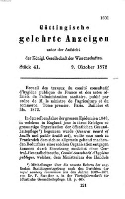 Göttingische gelehrte Anzeigen (Göttingische Zeitungen von gelehrten Sachen) Mittwoch 9. Oktober 1872