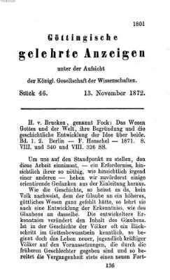 Göttingische gelehrte Anzeigen (Göttingische Zeitungen von gelehrten Sachen) Mittwoch 13. November 1872