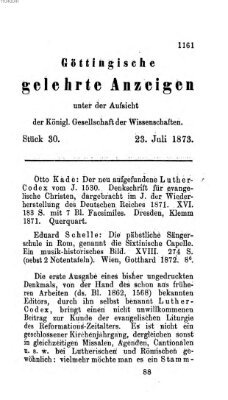 Göttingische gelehrte Anzeigen (Göttingische Zeitungen von gelehrten Sachen) Mittwoch 23. Juli 1873