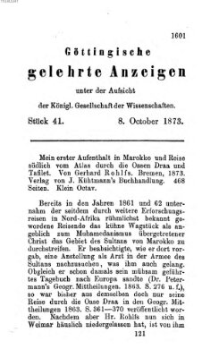 Göttingische gelehrte Anzeigen (Göttingische Zeitungen von gelehrten Sachen) Mittwoch 8. Oktober 1873