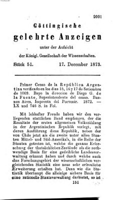 Göttingische gelehrte Anzeigen (Göttingische Zeitungen von gelehrten Sachen) Mittwoch 17. Dezember 1873