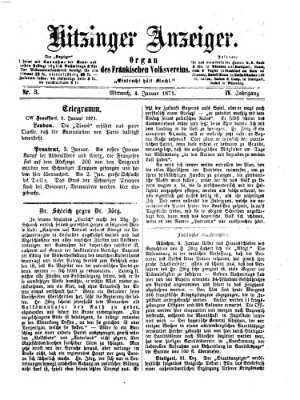 Kitzinger Anzeiger Mittwoch 4. Januar 1871