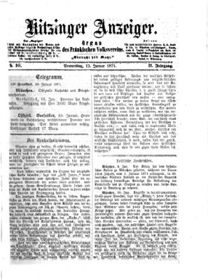 Kitzinger Anzeiger Donnerstag 12. Januar 1871