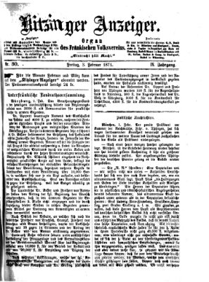 Kitzinger Anzeiger Freitag 3. Februar 1871