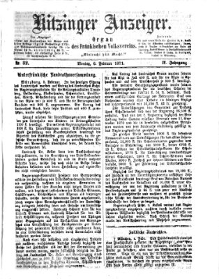 Kitzinger Anzeiger Montag 6. Februar 1871