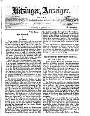 Kitzinger Anzeiger Donnerstag 9. Februar 1871