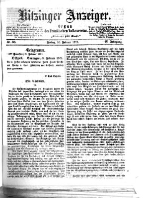 Kitzinger Anzeiger Freitag 10. Februar 1871