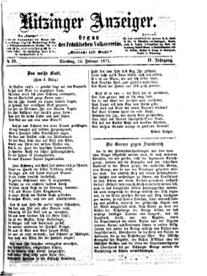 Kitzinger Anzeiger Dienstag 14. Februar 1871