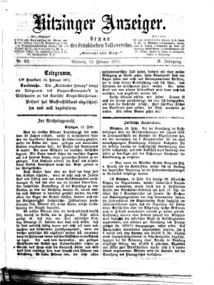 Kitzinger Anzeiger Mittwoch 15. Februar 1871