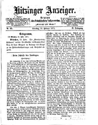 Kitzinger Anzeiger Dienstag 21. Februar 1871