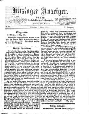 Kitzinger Anzeiger Dienstag 7. März 1871