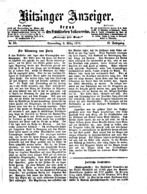 Kitzinger Anzeiger Donnerstag 9. März 1871