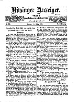 Kitzinger Anzeiger Montag 13. März 1871