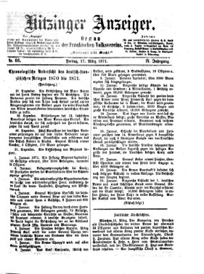 Kitzinger Anzeiger Freitag 17. März 1871