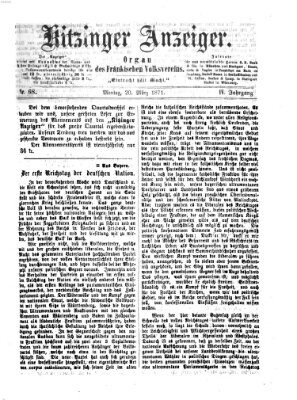 Kitzinger Anzeiger Montag 20. März 1871