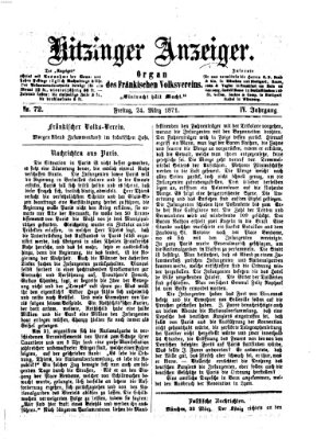 Kitzinger Anzeiger Freitag 24. März 1871