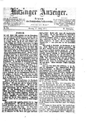 Kitzinger Anzeiger Montag 27. März 1871