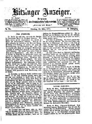 Kitzinger Anzeiger Dienstag 28. März 1871