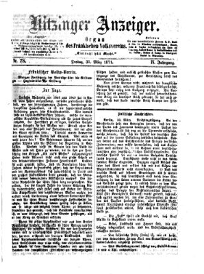 Kitzinger Anzeiger Freitag 31. März 1871