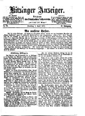 Kitzinger Anzeiger Samstag 1. April 1871