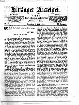 Kitzinger Anzeiger Donnerstag 6. April 1871