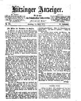 Kitzinger Anzeiger Samstag 15. April 1871