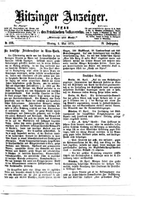 Kitzinger Anzeiger Montag 1. Mai 1871