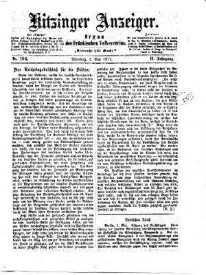 Kitzinger Anzeiger Dienstag 2. Mai 1871