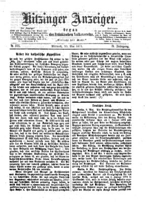 Kitzinger Anzeiger Mittwoch 10. Mai 1871